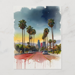 Los Angeles watercolor art Postcard