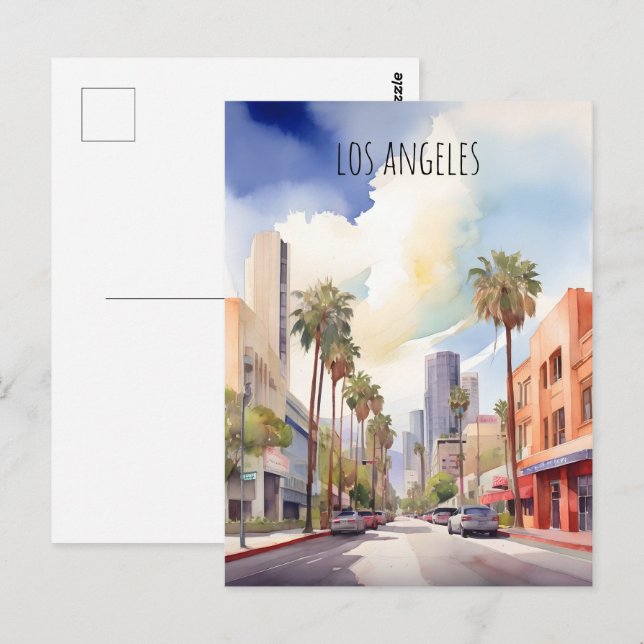 Los Angeles watercolor art Postcard (Front/Back)