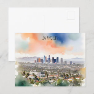Los Angeles watercolor art Postcard