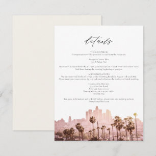 LOS ANGELES Watercolor Skyline Travel Details Card