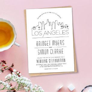 Los Angeles Wedding   Stylised Skyline Invitation