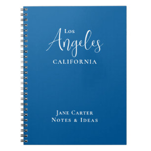 Los Angeles White Script Blue Notebook