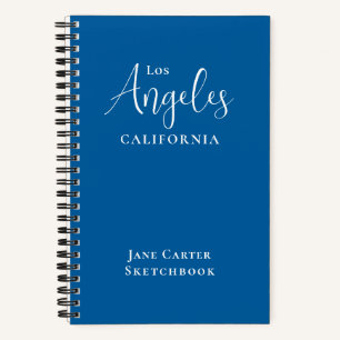 Los Angeles White Script Blue Sketchbook Notebook