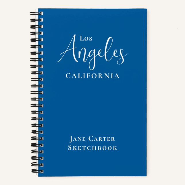 Los Angeles White Script Blue Sketchbook Notebook (Front)