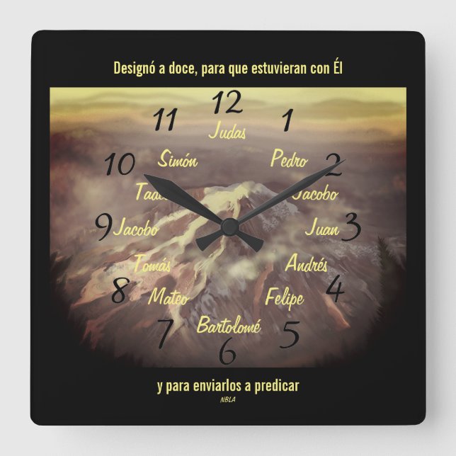 Los Doce Discípulos de Jesús Reloj de Pared Cuadra Square Wall Clock (Front)
