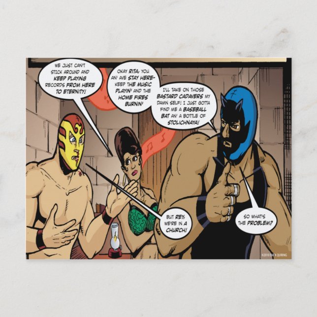 Los Luchadores Mysteriosos postcard (Front)