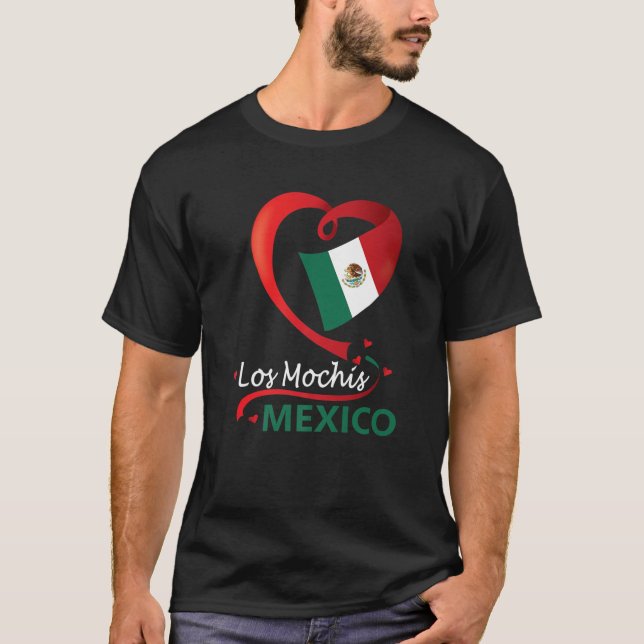 Los Mochis Sinaloa Mexico Heart Flag Mexicana Cora T-Shirt (Front)