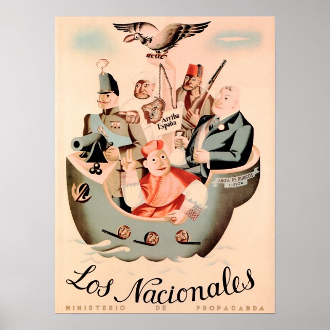 LOS NACIONALES Spanish Civil War Gov Propaganda Poster (Front)