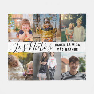 Los Nietos Hacen La Vida Más Grande Grandma Gift Fleece Blanket