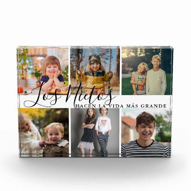 Los Nietos Hacen La Vida Más Grande Grandma Gift Photo Block (Front)