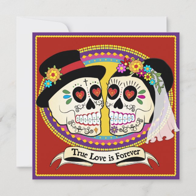 Los Novios Square Wedding Invitation (English) (Front)