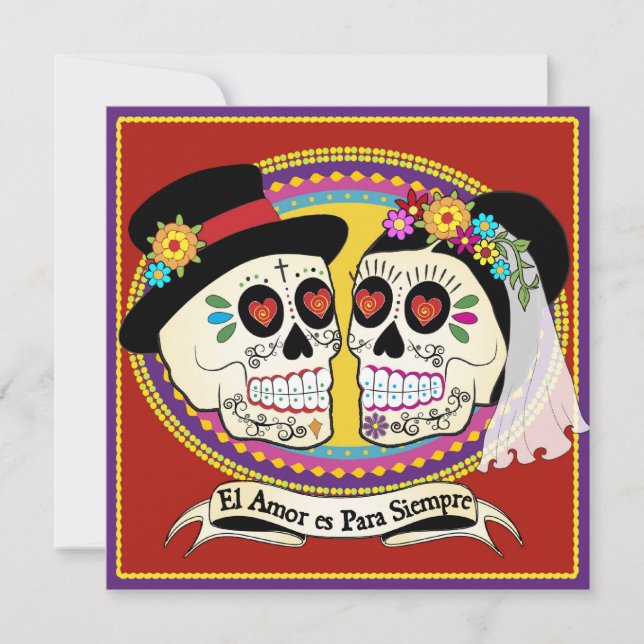 Los Novios Square Wedding Invitation (Spanish) (Front)
