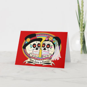 Los Novios Sugar Skull Card (English)