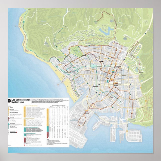 Los Santos Bus Map Poster (Front)