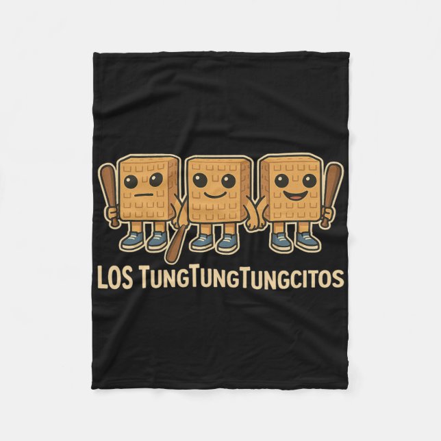 Los Tungtungtungcitos Italian Brainrot Tung Sahur  Fleece Blanket (Front)