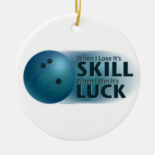 Lose Skill Win Luck Bowling Blue Ceramic Tree Decoration
