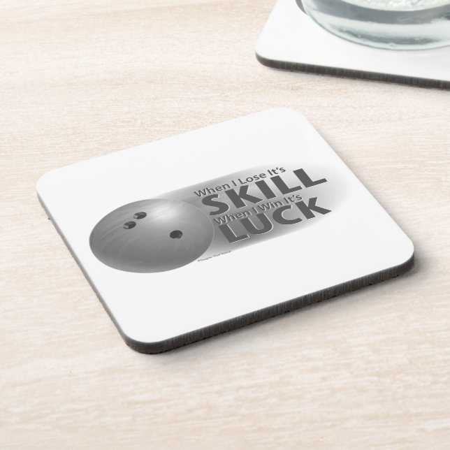 Lose Skill Win Luck Bowling Grey Coaster (Left Side)