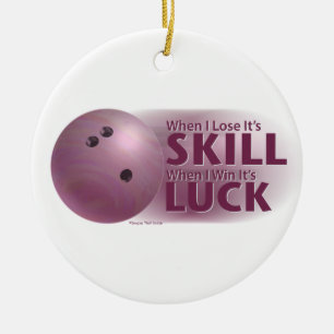 Lose Skill Win Luck Bowling Pink Ceramic Tree Decoration