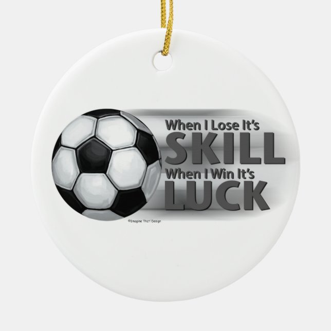 Lose Skill Win Luck Soccer Ceramic Tree Decoration (Front)