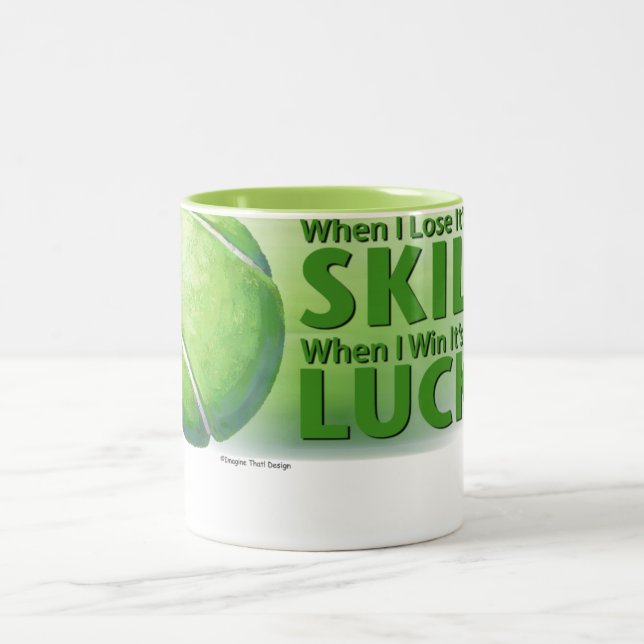 Lose Skill Win Luck Tennis Ball Two-Tone Coffee Mug (Center)