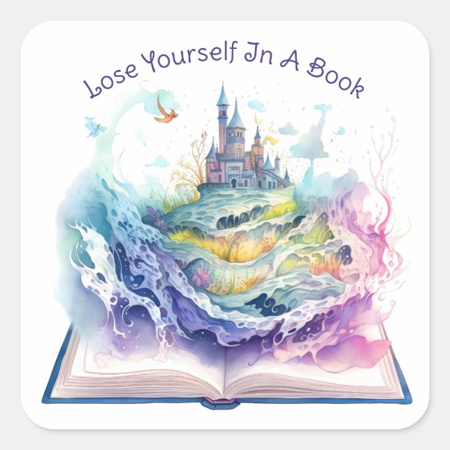 Lose Yourself In A Book Square Sticker (Front)