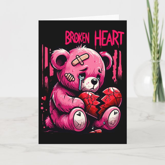 Loser Lover Drip Hurt Broken Heart Pain Bear Valen Card (Front)
