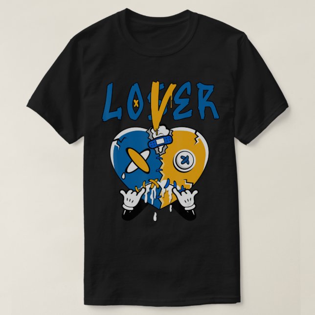 Loser Lover Heart Dripping Dunk Low Blue Yellow Ma T-Shirt (Design Front)