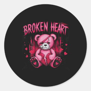 Loser-pain Bear Drip Hurt Broken Heart Pink Valent Classic Round Sticker