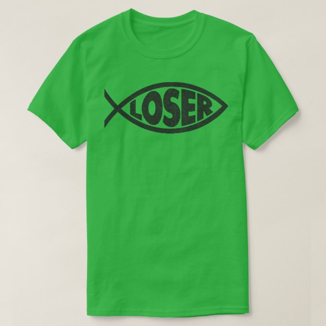 Loser Slacker 90s Jesus fish Black T-Shirt (Design Front)