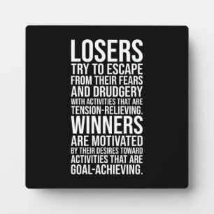 Losers vs Winners - Gym, Hustle, Success Plaque