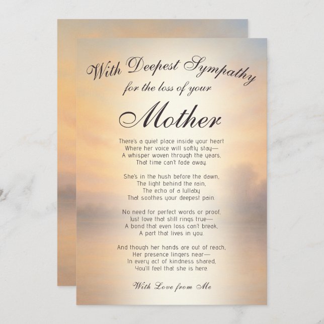 Losing a Mother Memorial  Card (Front/Back)