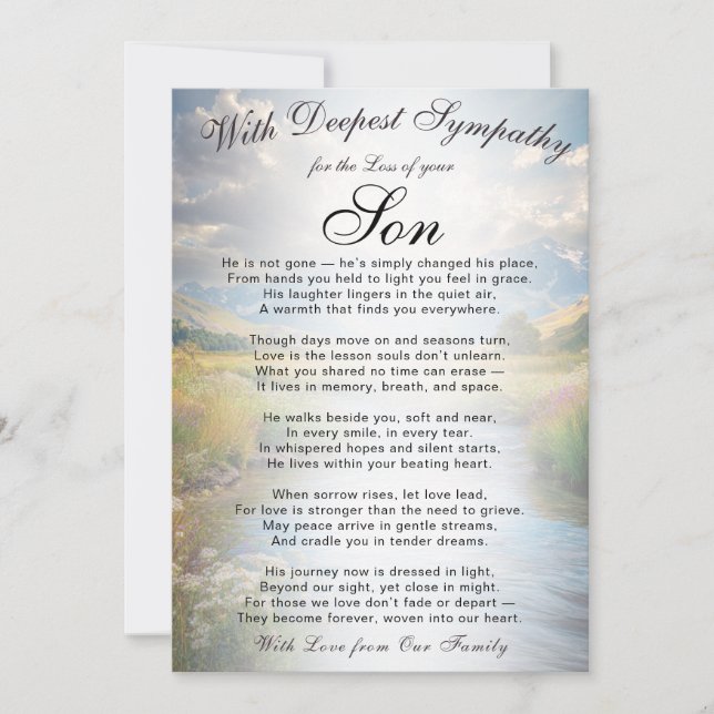 Losing a Son Memorial  Card (Front)