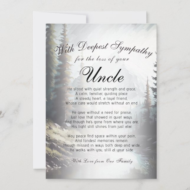 Losing a Uncle Memorial  Card (Front)