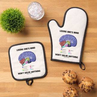 Losing One's Mind Won't Solve Anything Brain Humou Oven Mitt & Pot Holder Set