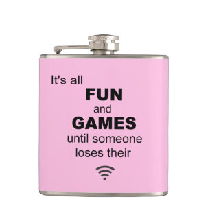 Losing WiFi Internet Hip Flask - Light Pink