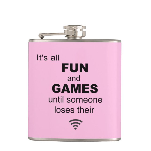 Losing WiFi Internet Hip Flask - Light Pink (Front)