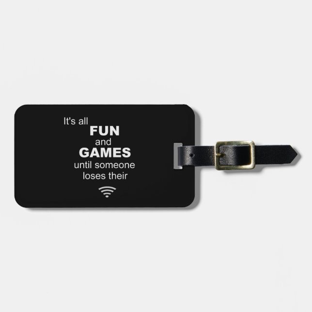 Losing WiFi Internet Luggage Tag - Black (Front Horizontal)