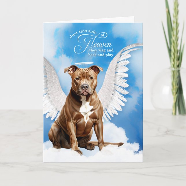 Loss of a Brown Pitbull Dog Pet Sympathy Card (Front)