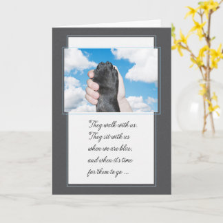 Loss of a Dog Hand Holding a Paw Pet Sympathy Card