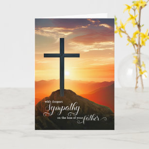 Loss of a Father Christian Sympathy Sunset Cross Card