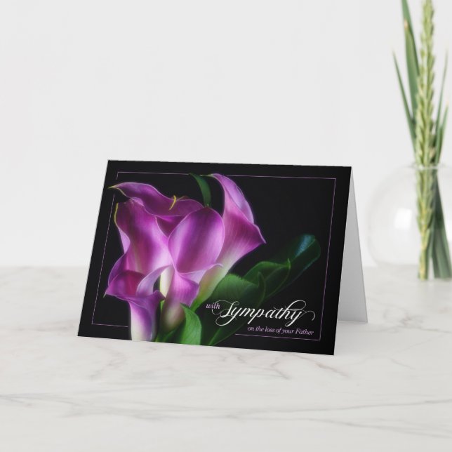 Loss of a Father Sympathy Purple Calla Lilies Card (Front)
