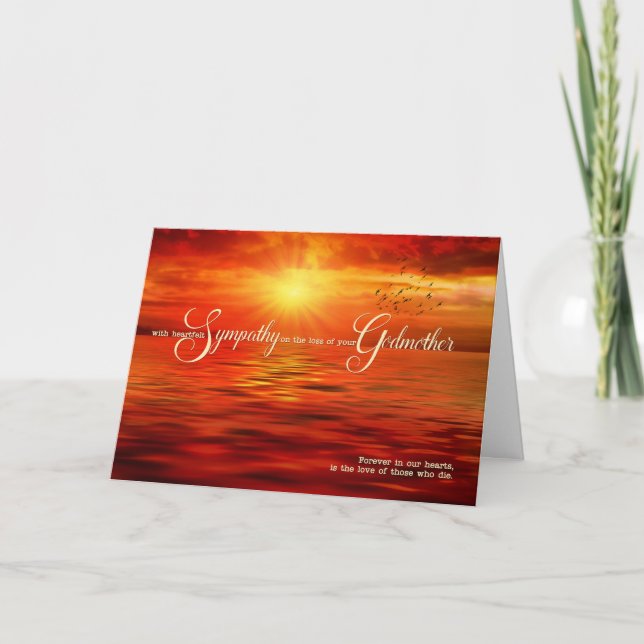 Loss of a Godmother Sympathy Sunset Ocean Card (Front)