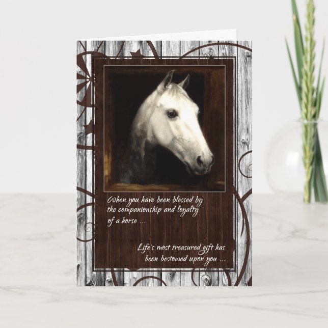 Loss of a Horse Barn Wood Pet Sympathy Card (Front)
