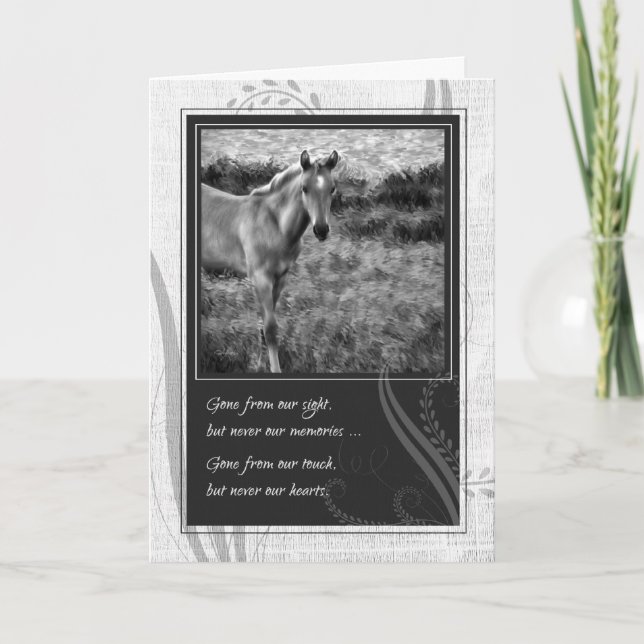 Loss of a Horse Black and White Pet Sympathy Card (Front)