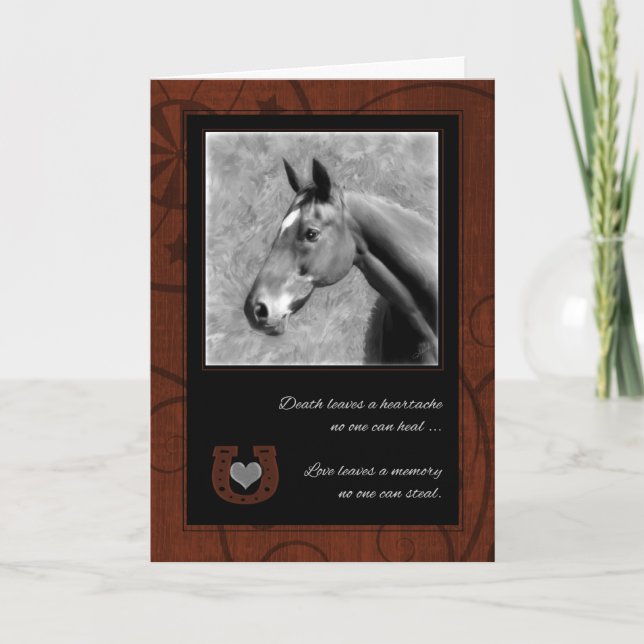Loss of a Horse Western Brown Pet Sympathy Card (Front)