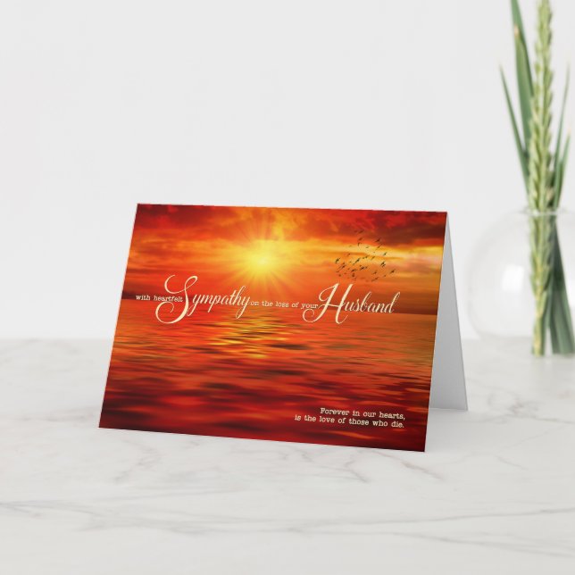 Loss of a Husband Sympathy Sunset Ocean Card (Front)