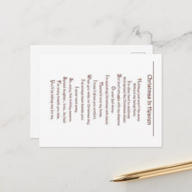 Loss of a Loved One Postcard (Front/Back In Situ)