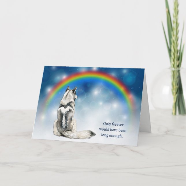 Loss of Alaskan Malamute Dog Night Lights Sympathy Holiday Card (Front)