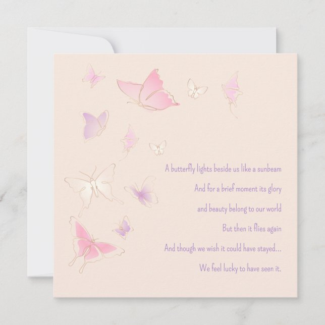 Loss of Baby Infant Girl Pink Butterflies Sympathy Card (Front)
