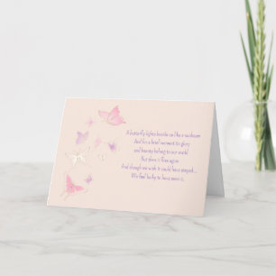 Loss of Baby Infant Girl Pink Butterflies Sympathy Note Card